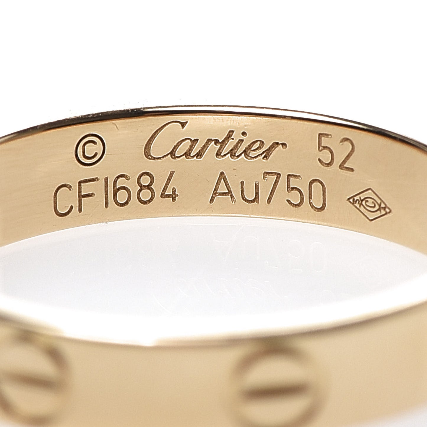 18K Yellow Gold 3.5mm LOVE Wedding Band Ring 52 6