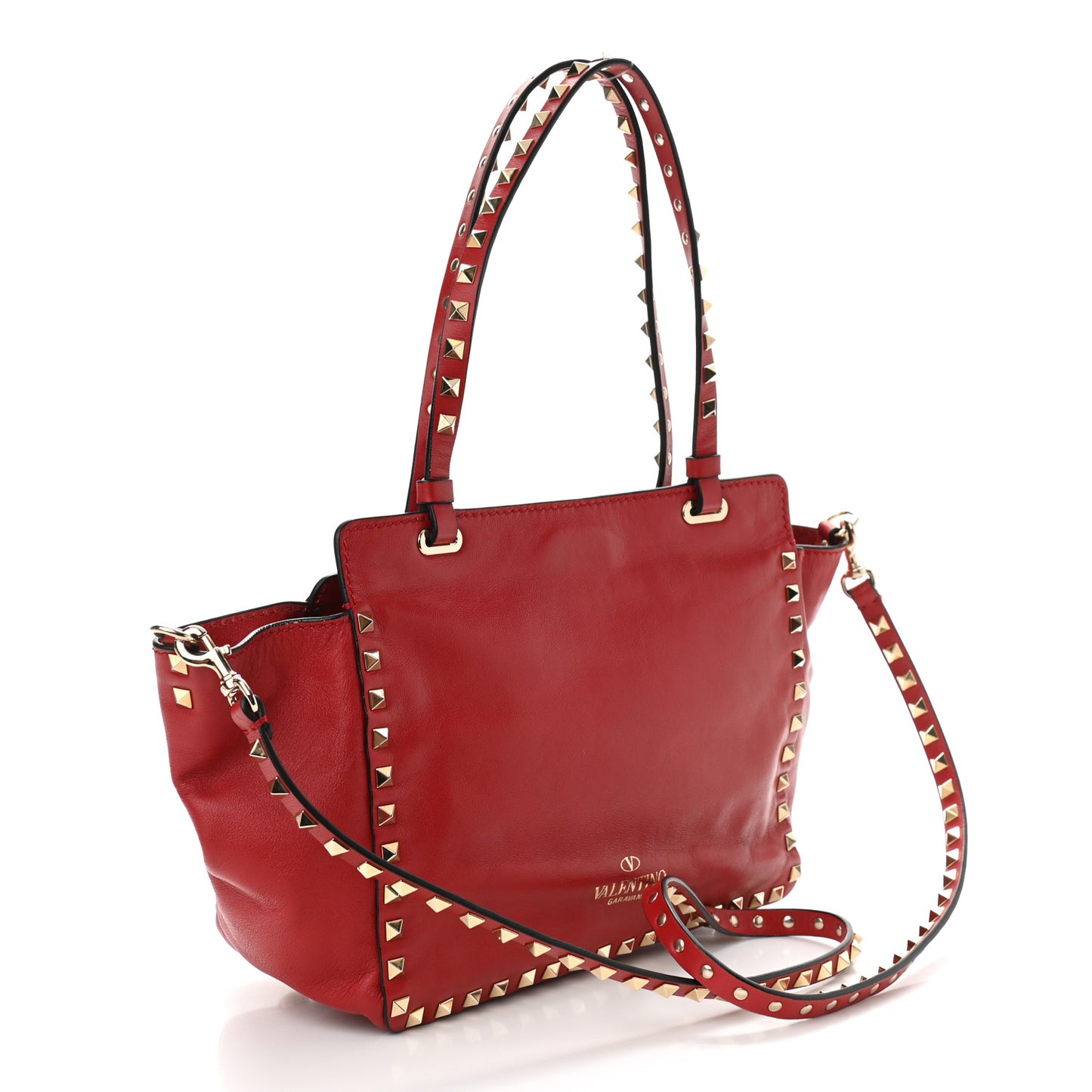 Vitello Small Rockstud Tote Rosso Valentino