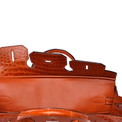 Hermes Shiny Porosus Crocodile Birkin 35 Orange 12 of 33