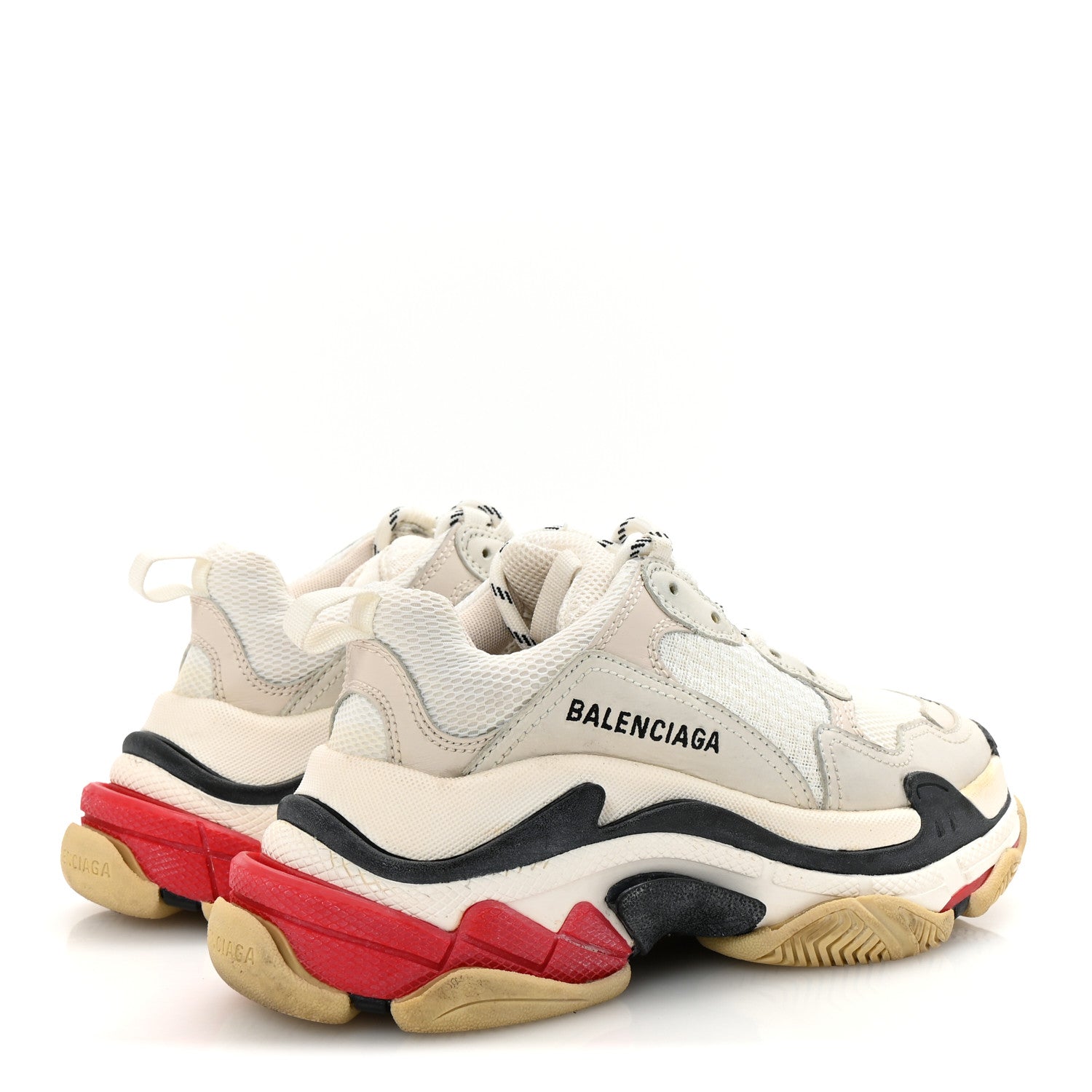 Balenciaga Fabric Mesh Womens Triple S Sneakers 35 Grey Red White 5 of 9