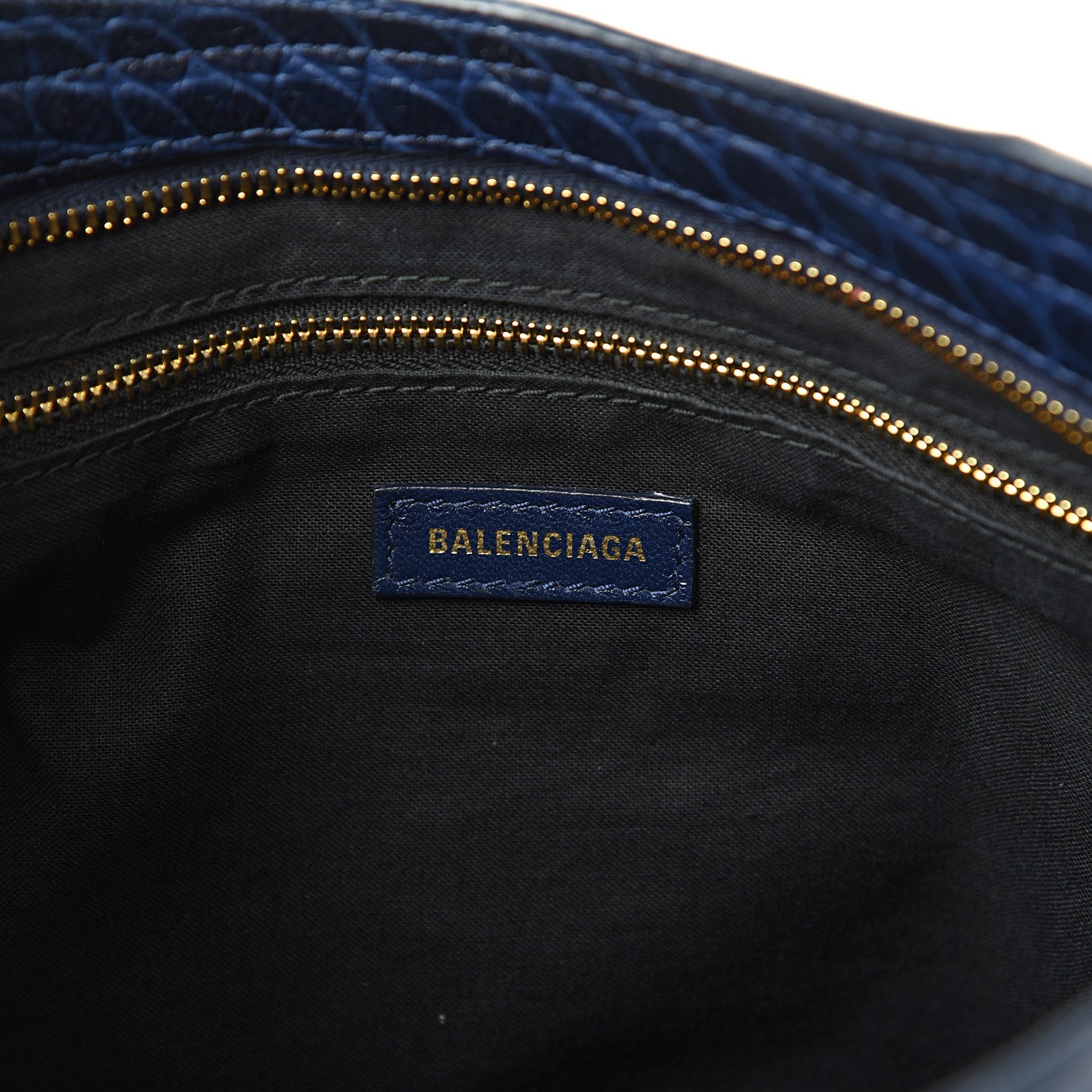 Balenciaga Calfskin Crocodile Embossed Gold Metallic Edge Hardware S City Bleu 5 of 14