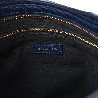Balenciaga Calfskin Crocodile Embossed Gold Metallic Edge Hardware S City Bleu 5 of 14