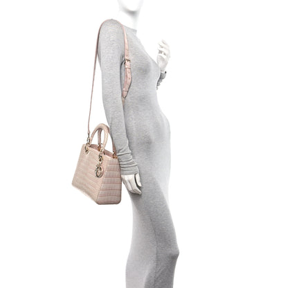 Christian Dior Metallic Alligator Medium Lady Dior Rose 2 of 11