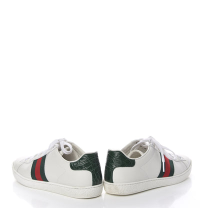 Gucci Calfskin Crocodile Web Womens Ace Sneakers 37 White Green 8 of 18