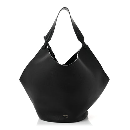 Khaite Pebbled Sport Calfskin Medium Lotus Tote Black 1 of 11