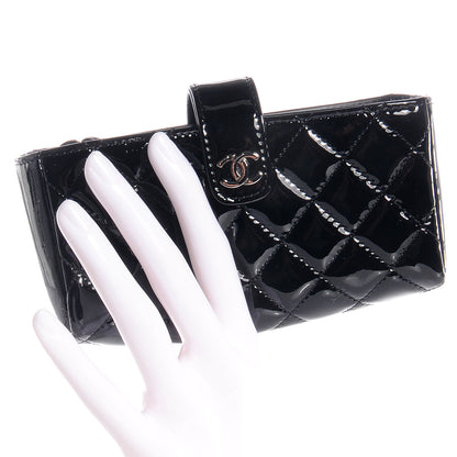 Chanel Patent Quilted Mini Phone Clutch Black 2 of 9