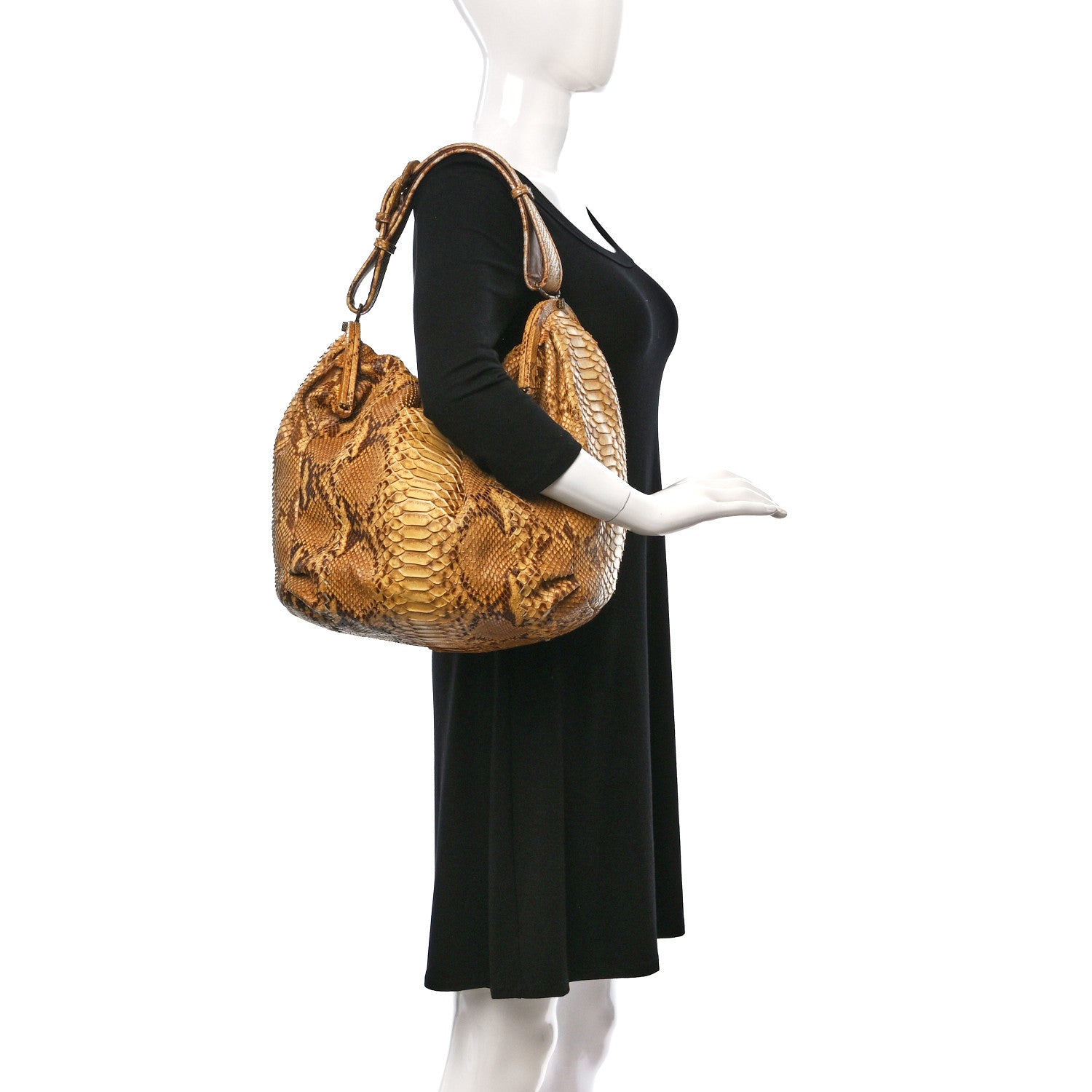 Bottega Veneta Waxed Snakeskin Duette Shoulder Bag 2 of 11
