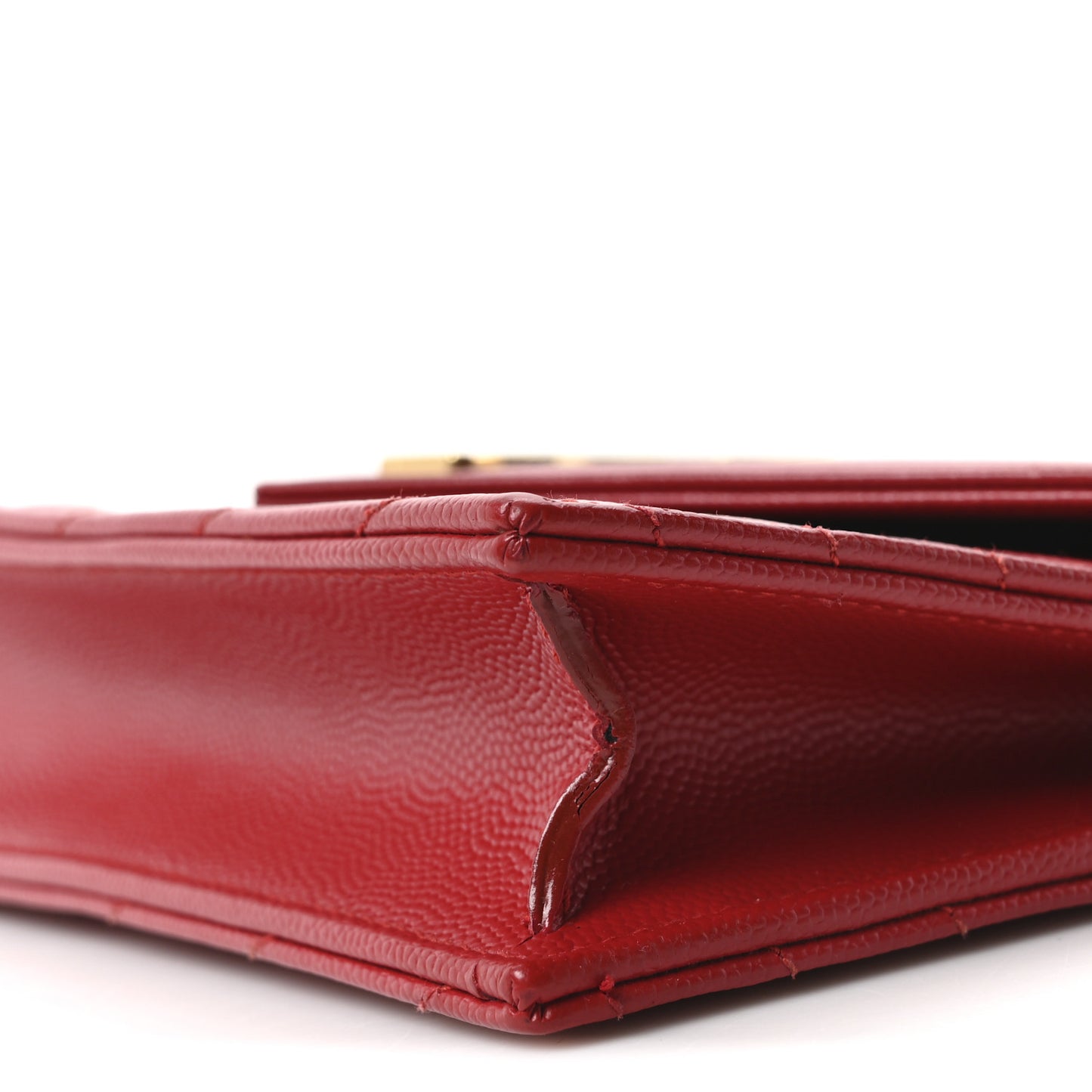 Grain De Poudre Matelasse Chevron Monogram Envelope Chain Wallet New Red