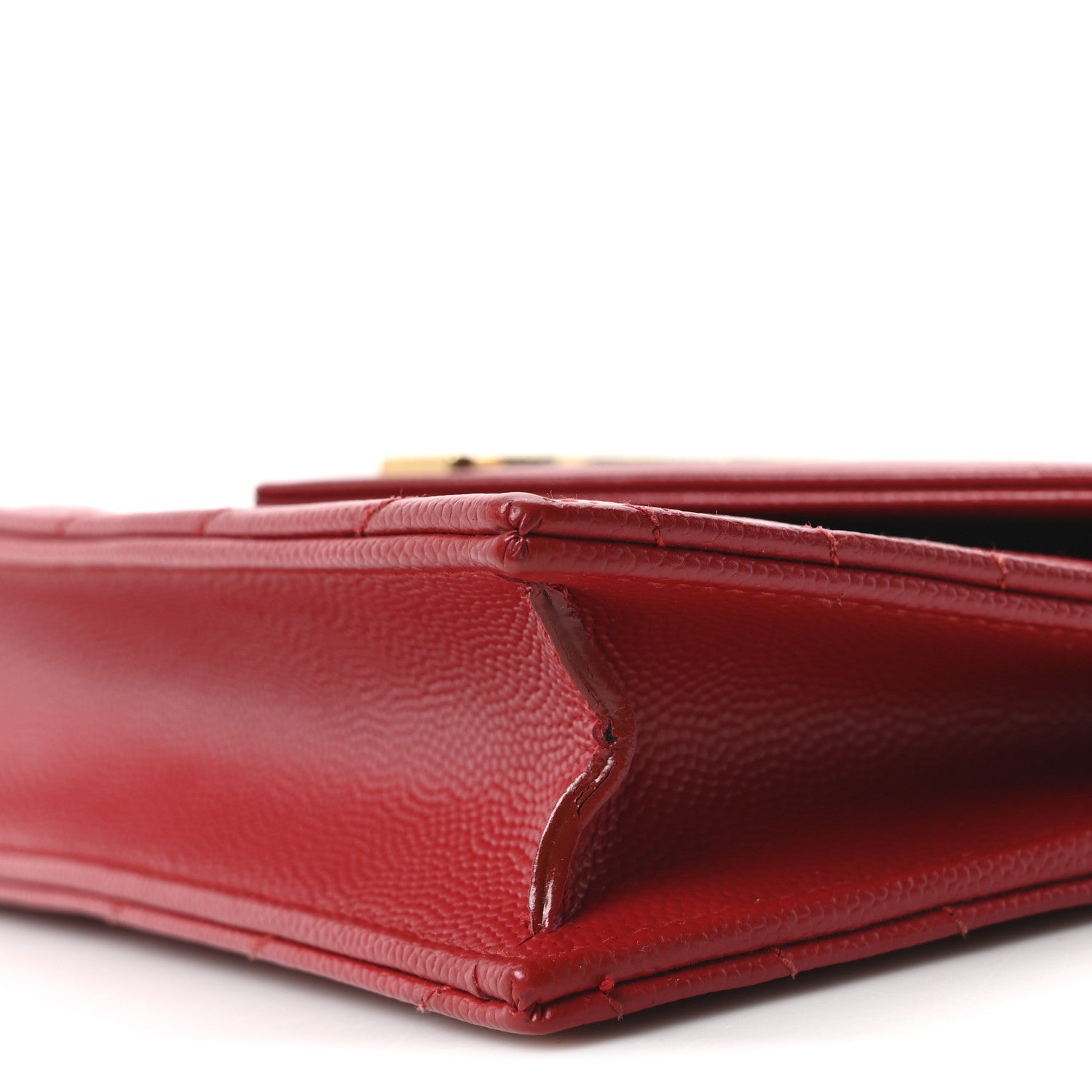 Saint Laurent Grain De Poudre Matelasse Chevron Monogram Envelope Chain Wallet New Red 10 of 10