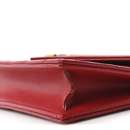 Saint Laurent Grain De Poudre Matelasse Chevron Monogram Envelope Chain Wallet New Red 10 of 10