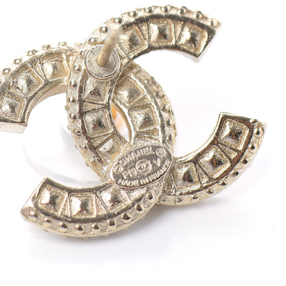 Chanel Crystal Timeless CC Earrings Light Gold 4 of 4