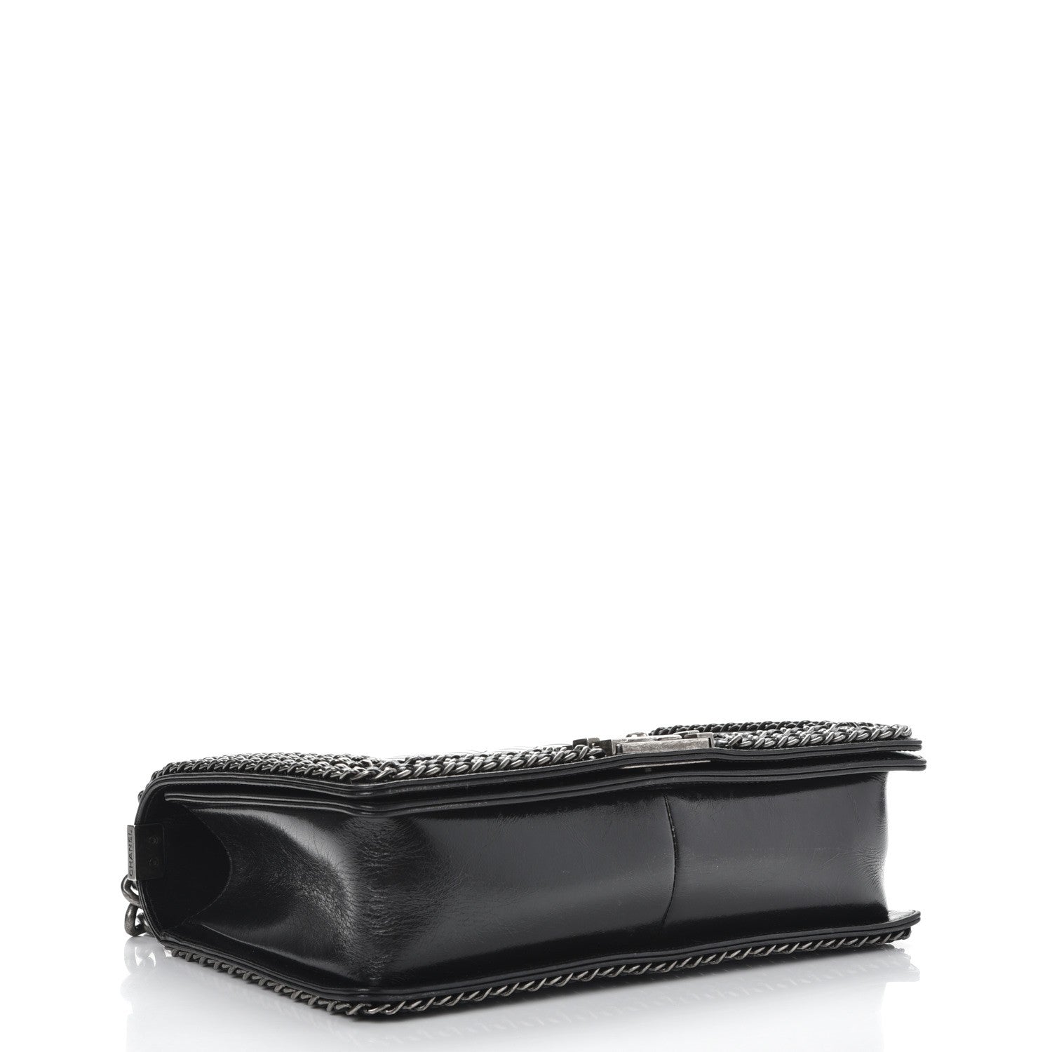 Chanel Glazed Calfskin Quilted New Medium Boy Chained Flap Black 5 of 10