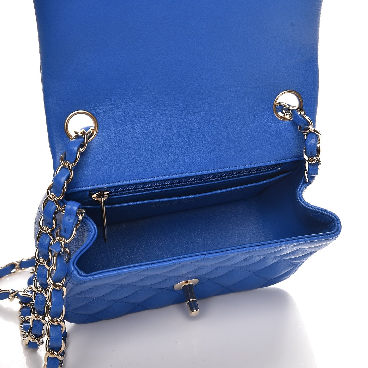 Lambskin Quilted Mini Square Flap Blue