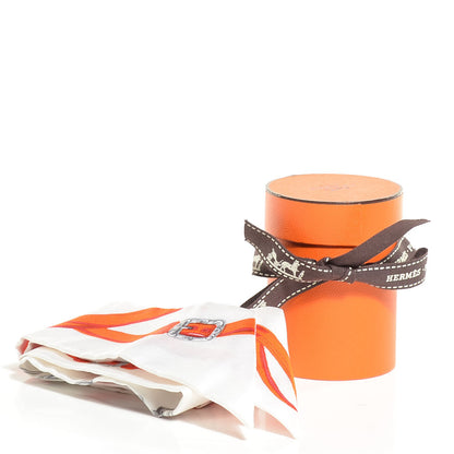 Hermes Silk Brides De Gala Twilly Blanc Orange Rouge 12 of 12