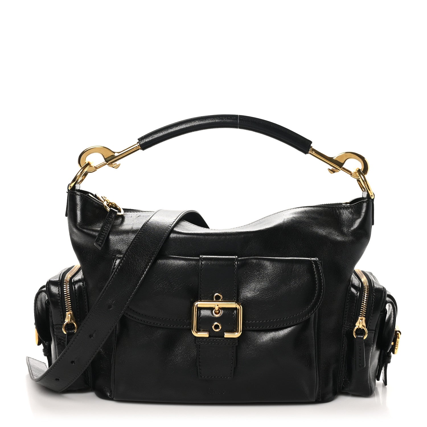 Chloe Shiny Calfskin Medium Double Carry Camera Bag Black 1 of 10