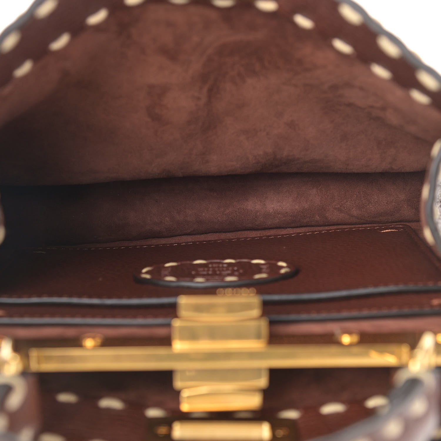 Fendi Vitello Granato Camoscio Selleria Macro Stitchings Small Peekaboo I SEE U Satchel Praline 5 of 9