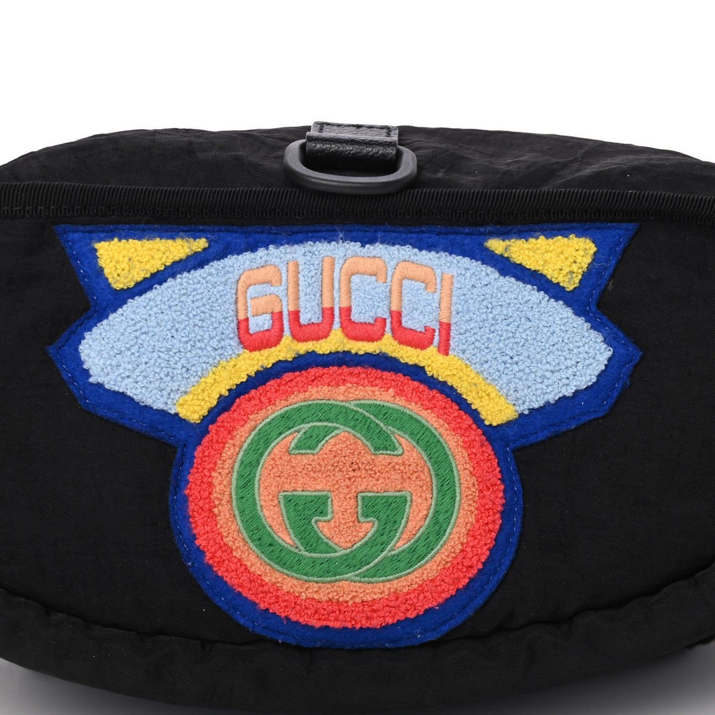 Nylon 80s Logo Patch Belt Bag Black