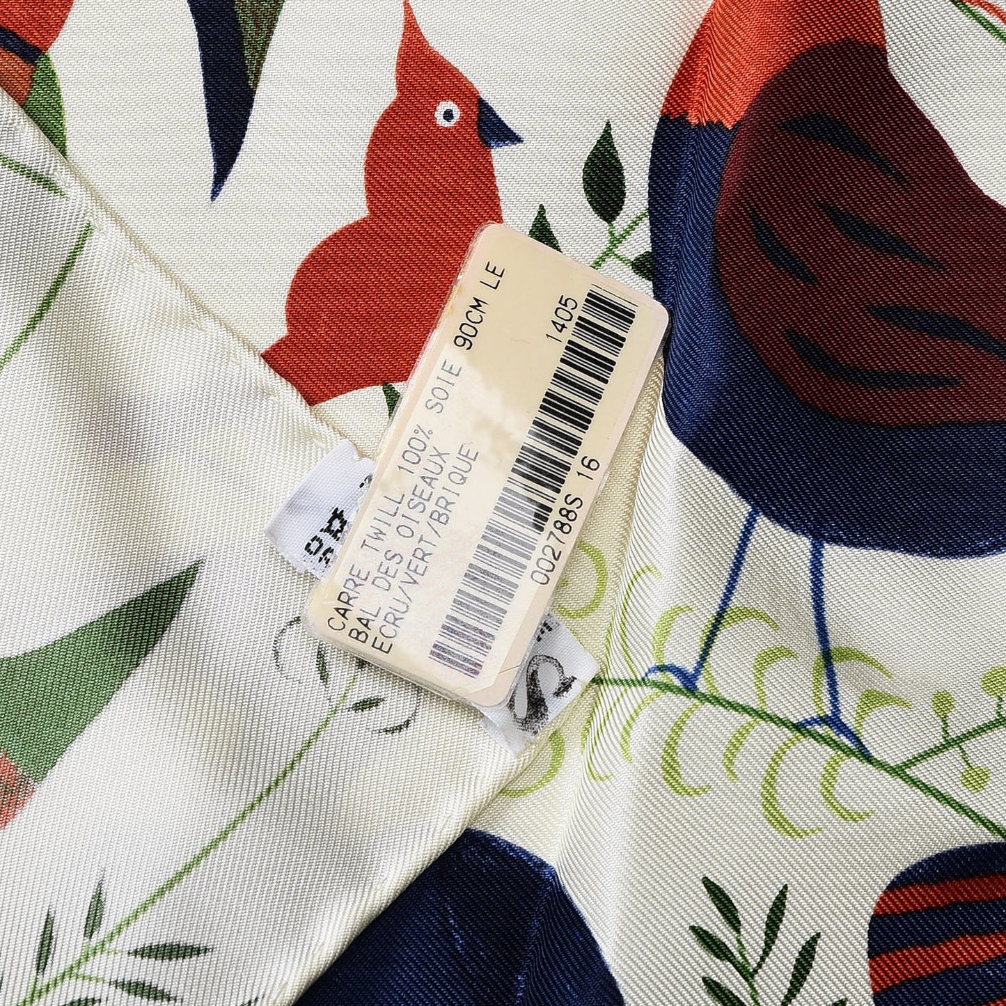 Silk Le Bal Des Oiseaux Scarf 90 Ecru Vert Brique