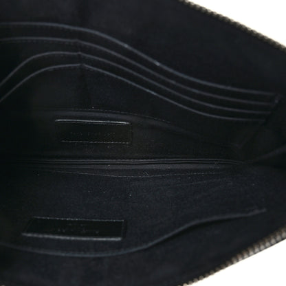 Saint Laurent Calfskin Crocodile Embossed Zip Mini Tablet Sleeve Black 5 of 7