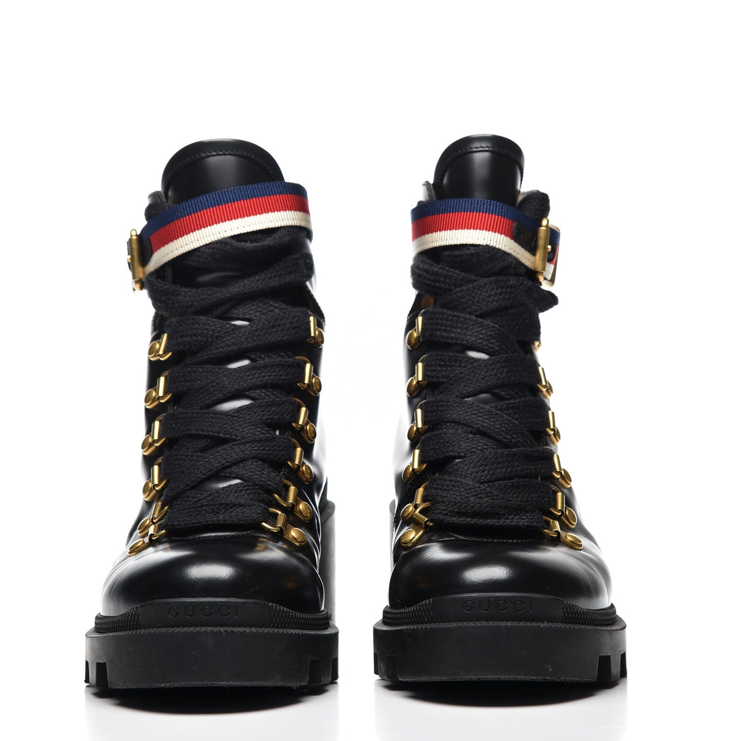 Calfskin Sylvie Web Womens Lace Up Combat Boots 37.5 Black