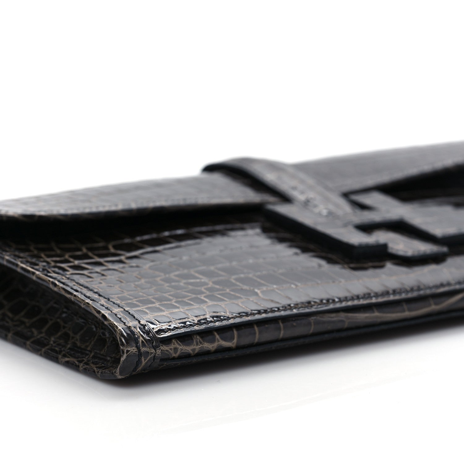 Hermes Shiny Porosus Crocodile Jige Elan 29 Clutch Graphite 7 of 9
