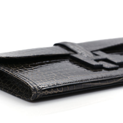 Hermes Shiny Porosus Crocodile Jige Elan 29 Clutch Graphite 7 of 9