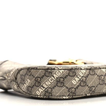Gucci X BALENCIAGA GG Supreme Monogram Striped Logo Print Web Small Jackie 1961 Hobo Beige Ebony Mystic White 9 of 10