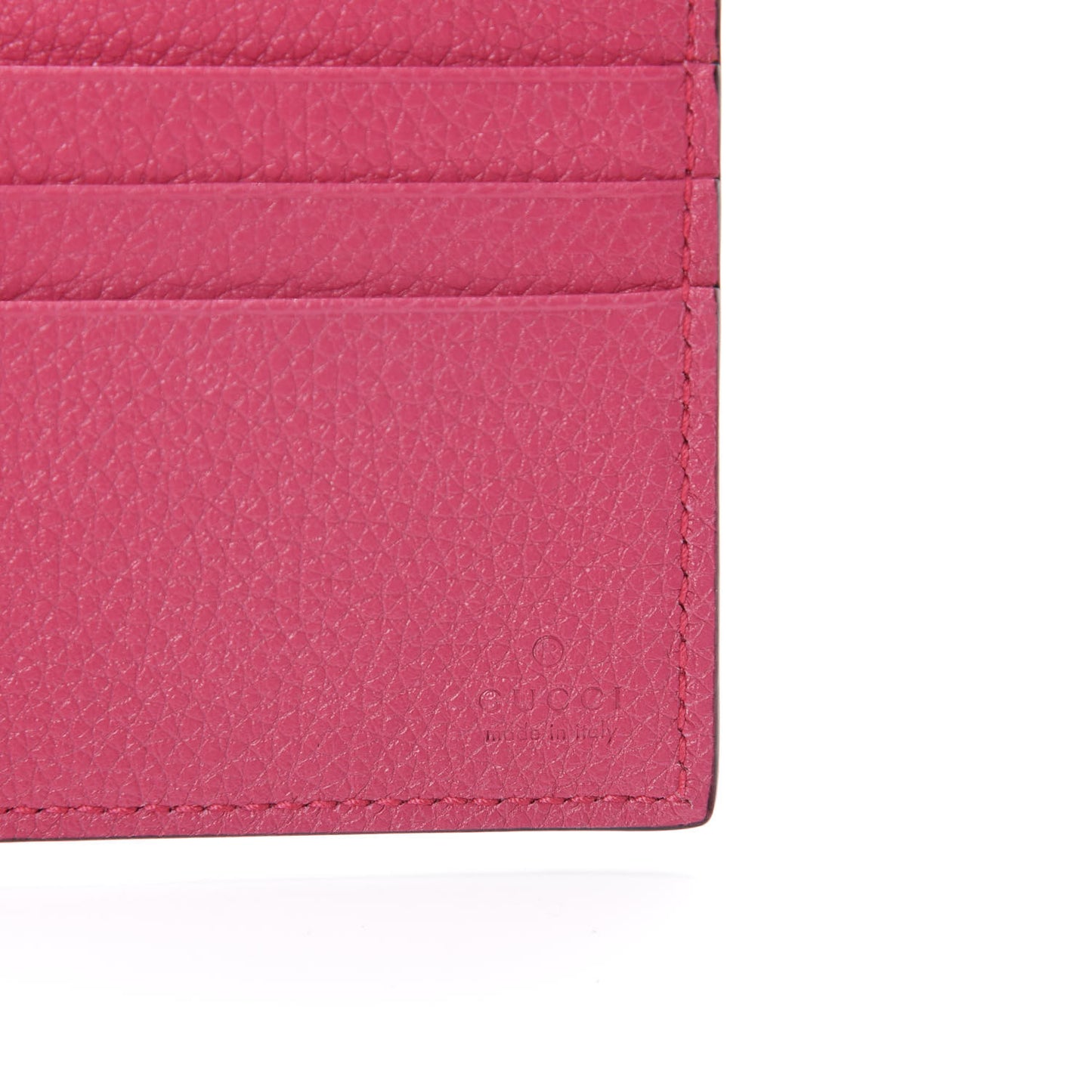 Grained Calfskin Logo Bi-Fold Wallet Box Pink Green