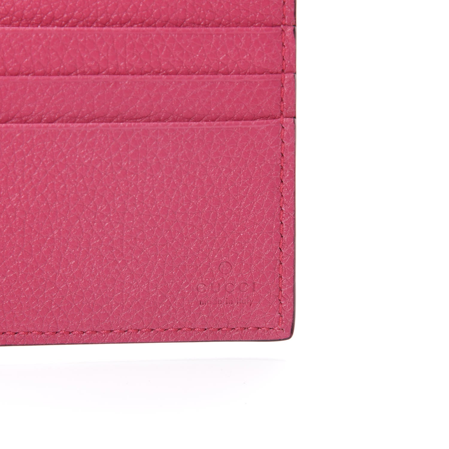 Gucci Grained Calfskin Logo Bi-Fold Wallet Box Pink Green 6 of 7