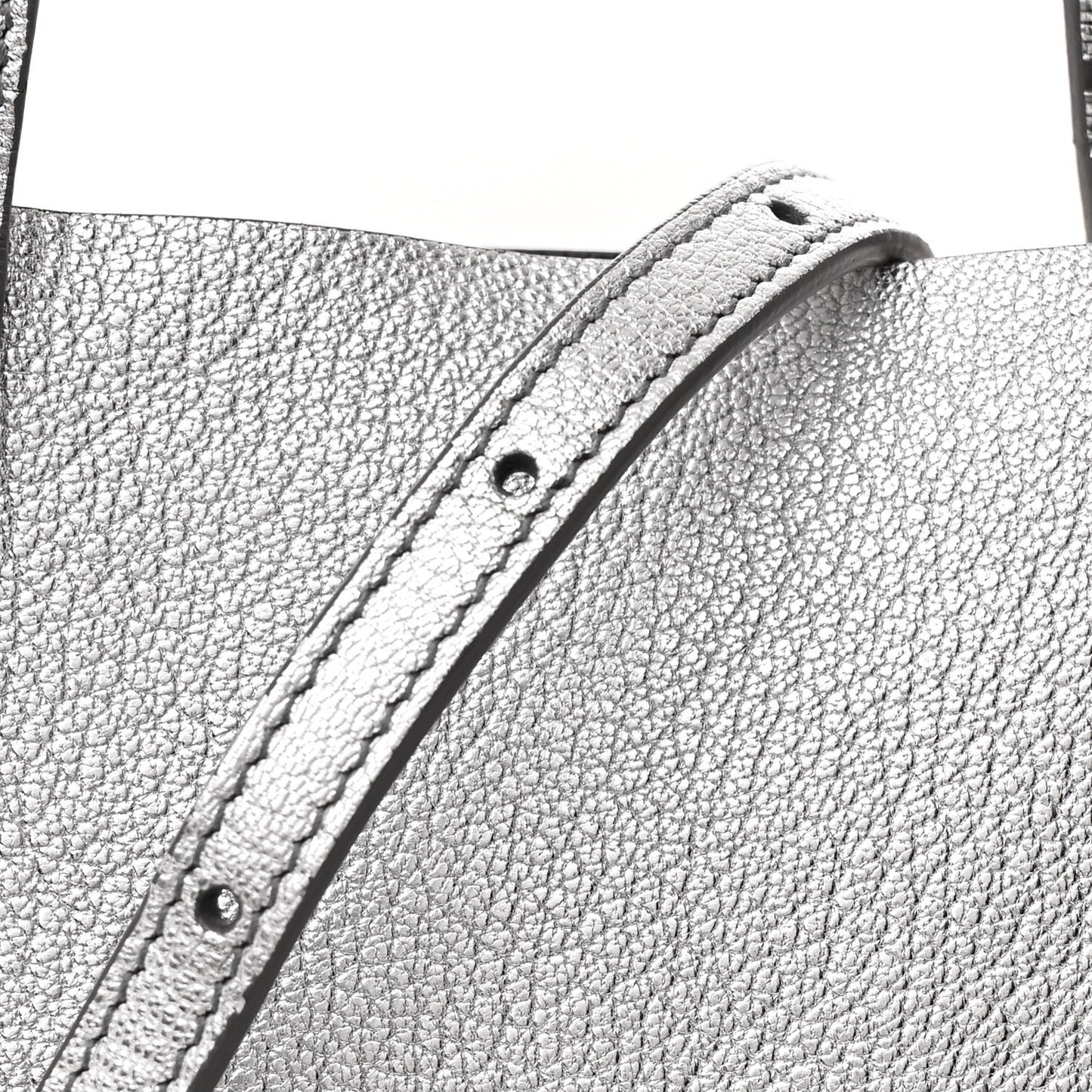 Metallic Goatskin Logo XXS Everyday Tote Argent Black