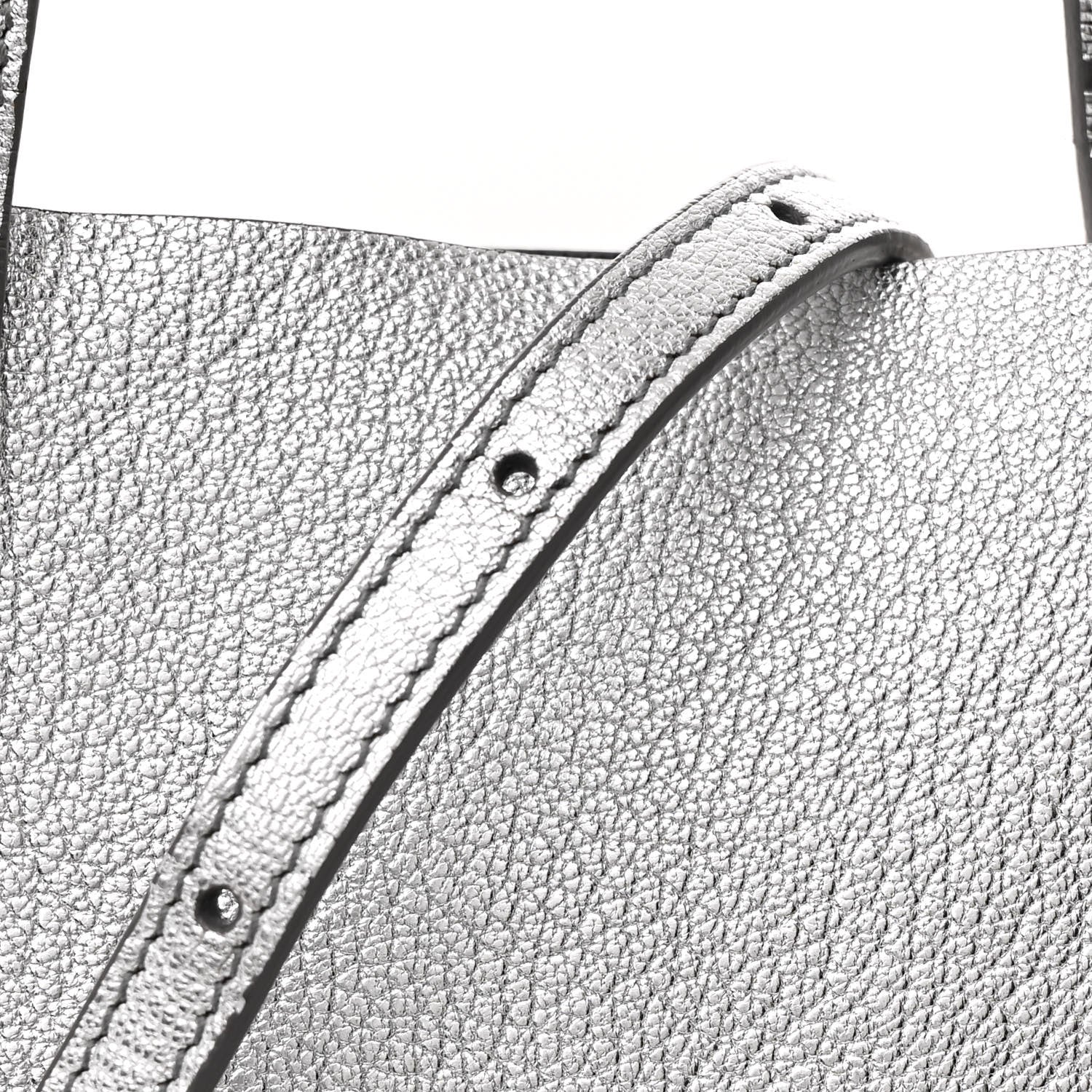 Balenciaga Metallic Goatskin Logo XXS Everyday Tote Argent Black 8 of 12