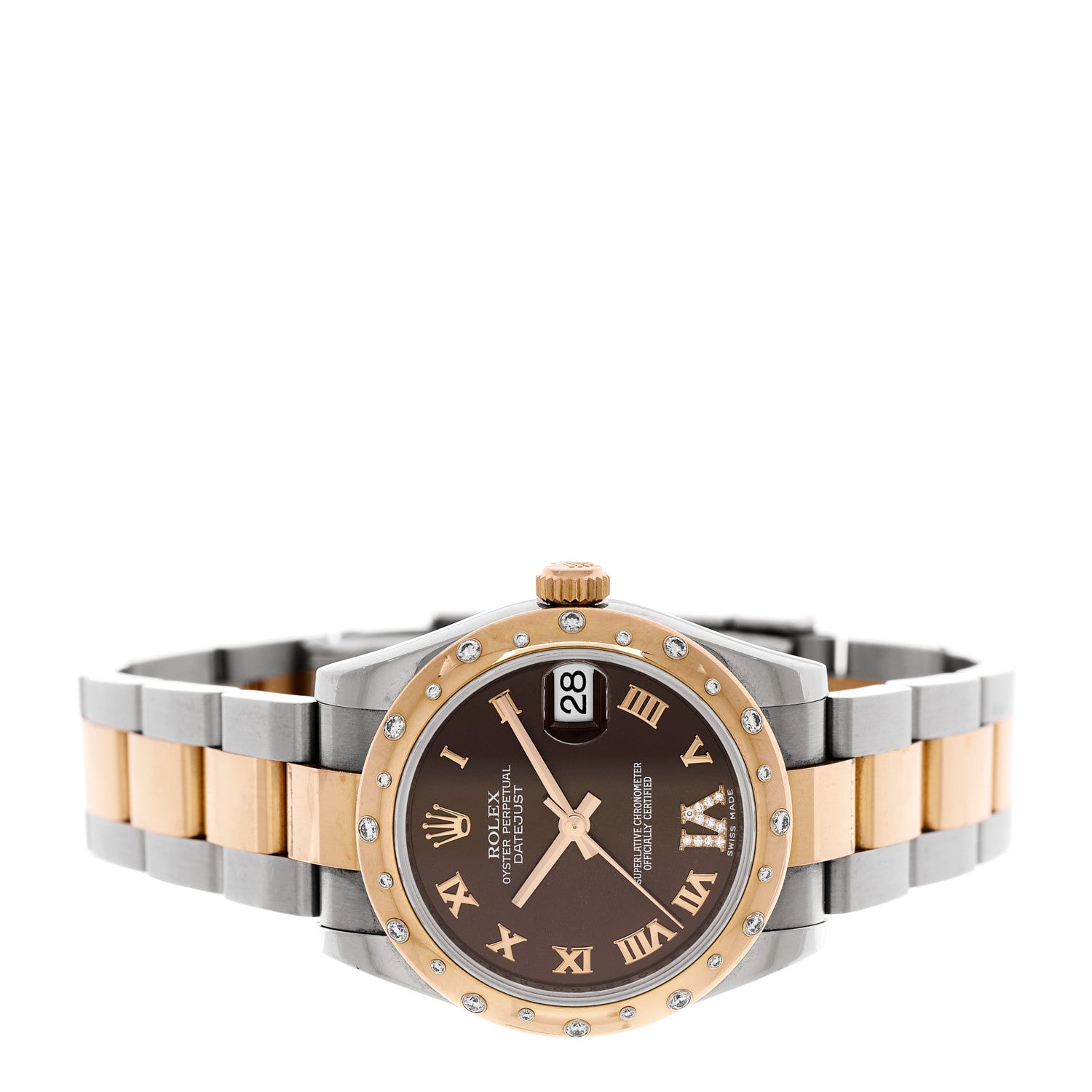 Rolex Stainless Steel 18K Everose Gold Diamond 31mm Oyster Perpetual Datejust Watch Chocolate Roman 178341 2 of 4