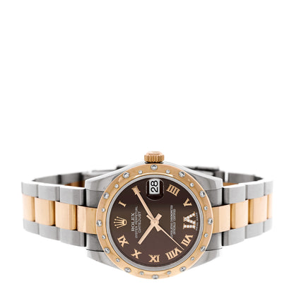Rolex Stainless Steel 18K Everose Gold Diamond 31mm Oyster Perpetual Datejust Watch Chocolate Roman 178341 2 of 4