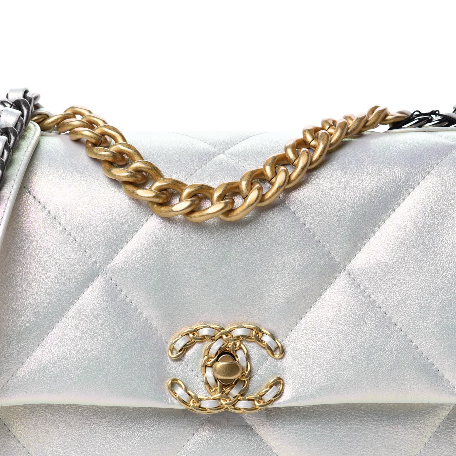 Chanel Iridescent Calfskin Quilted Medium 19 Flap White 10 of 10