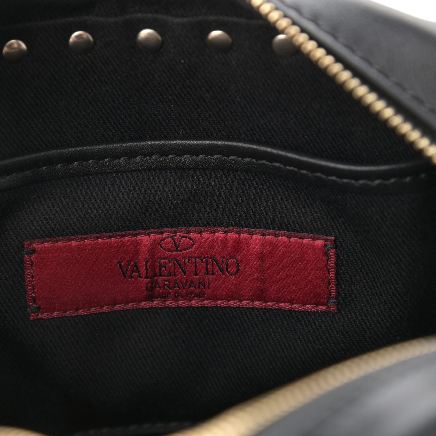 Calfskin Rockstud Camera Crossbody Bag Black