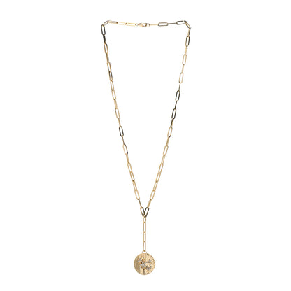 Foundrae 18K Yellow Gold Diamond Large Blossoms Medallion Classic Fob Chain Necklace 3 of 5