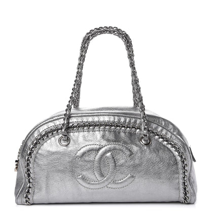 Chanel Metallic Goatskin Medium Luxe Ligne Bowler Silver 1 of 7