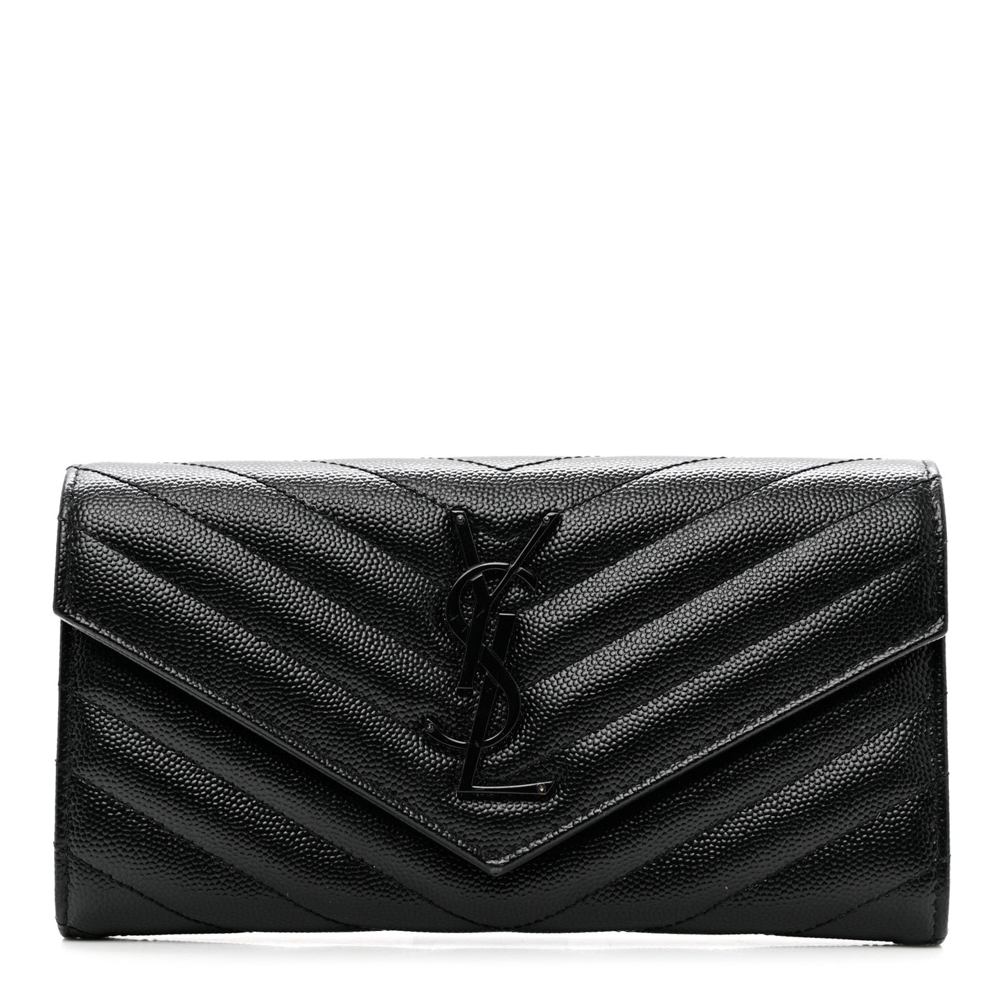 Grain De Poudre Matelasse Chevron Monogram Flap Wallet Black