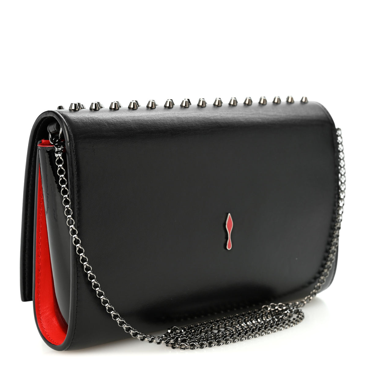 Calfskin Patent Spikes Paloma Clutch Black