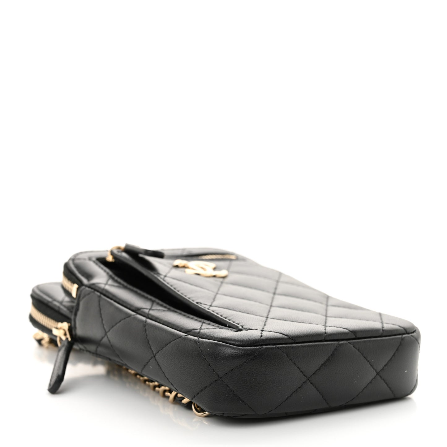 Lambskin Quilted CC Phone Holder Black