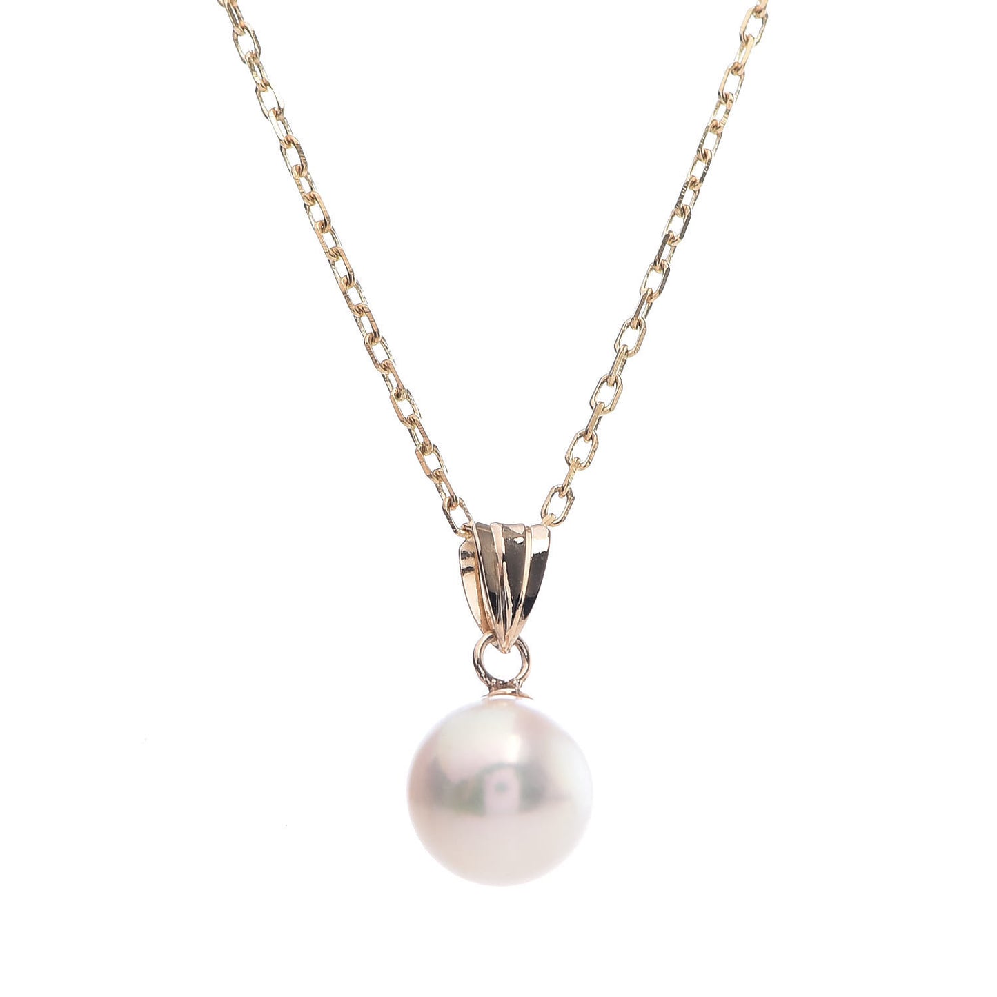 18K Yellow Gold Akoya Pearl 7.5mm Pendant Necklace
