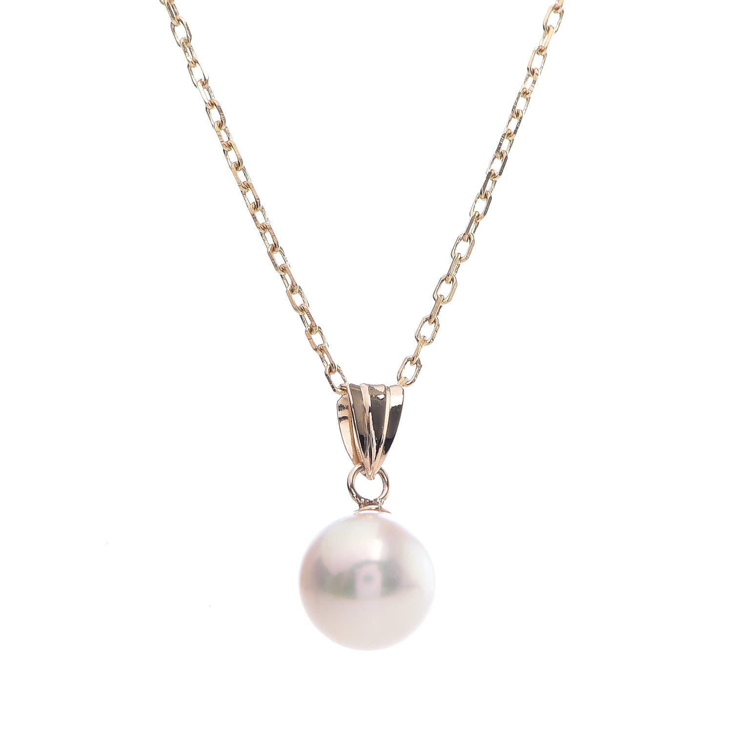 Mikimoto 18K Yellow Gold Akoya Pearl 7.5mm Pendant Necklace 5 of 6