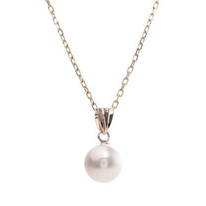 Mikimoto 18K Yellow Gold Akoya Pearl 7.5mm Pendant Necklace 5 of 6