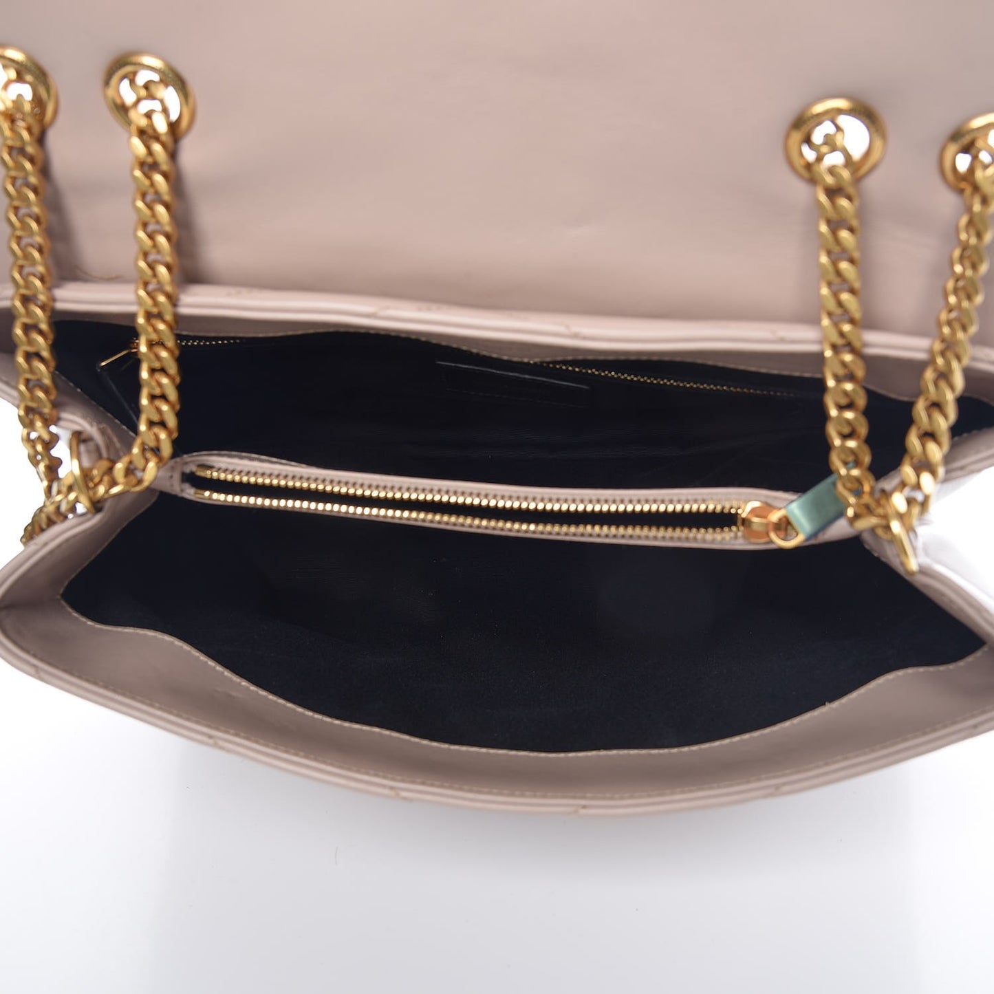 Calfskin Y Quilted Monogram Medium Loulou Chain Satchel Dark Beige