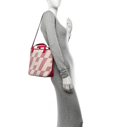 Hermes Swift Toile H Cabas H En Biais 27 Ecru Framboise 2 of 11