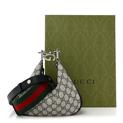 Gucci GG Supreme Monogram Textured Calfskin Web Small Attache Shoulder Bag Beige Blue 11 of 11