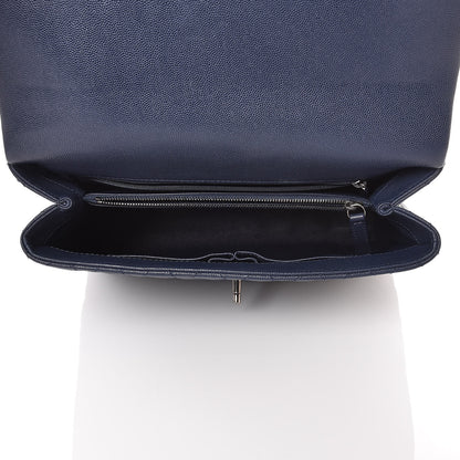 Chanel Caviar Lizard Quilted Large Coco Handle Flap Blue 6 of 10