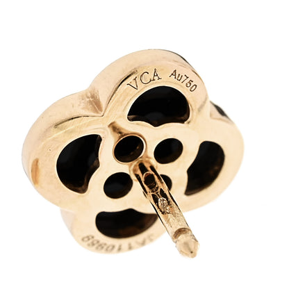 Van Cleef & Arpels 18K Yellow Gold Onyx Pure Alhambra Earrings 4 of 6