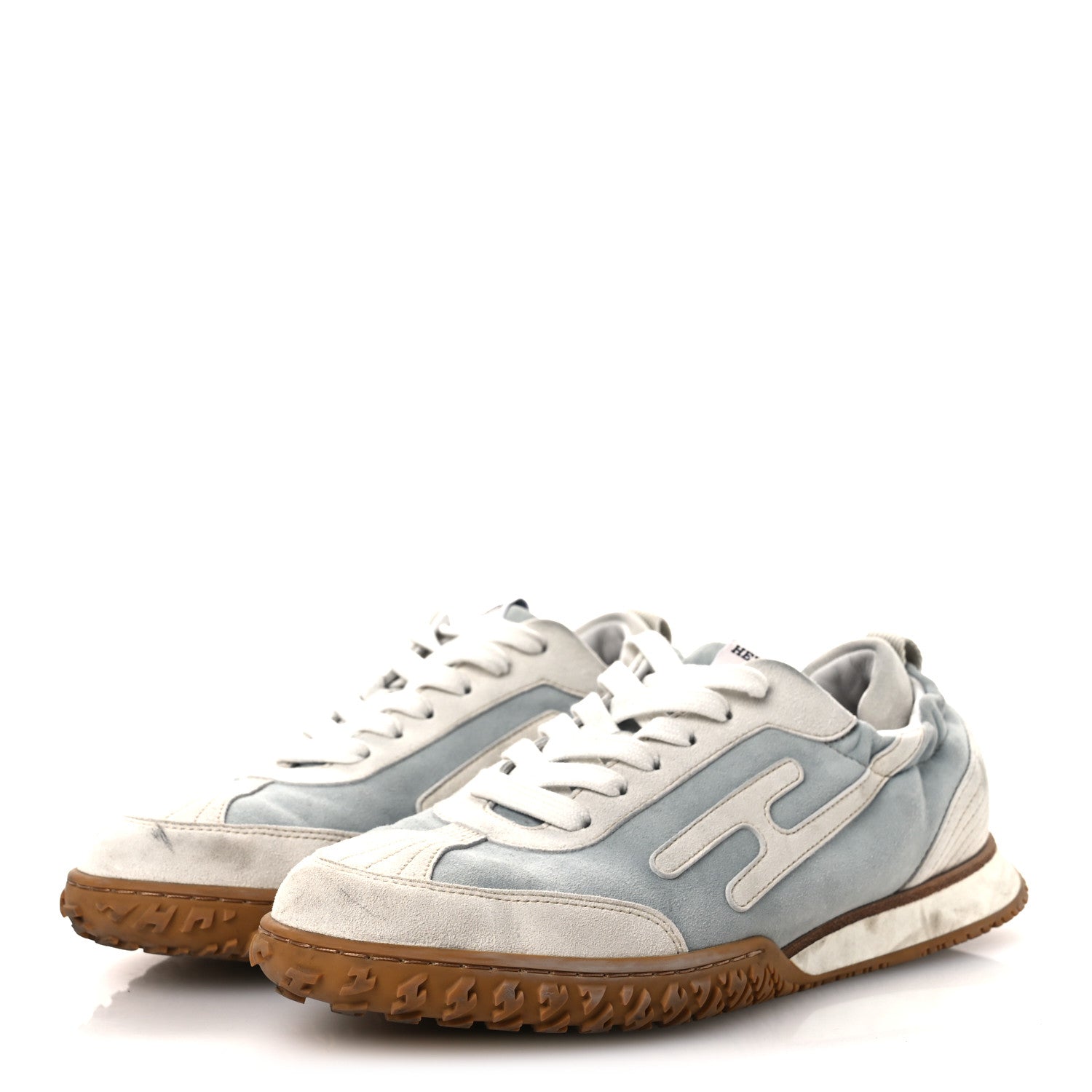 Hermes Suede Goatskin Jet Sneakers 38 Gris Nuage White 4 of 18