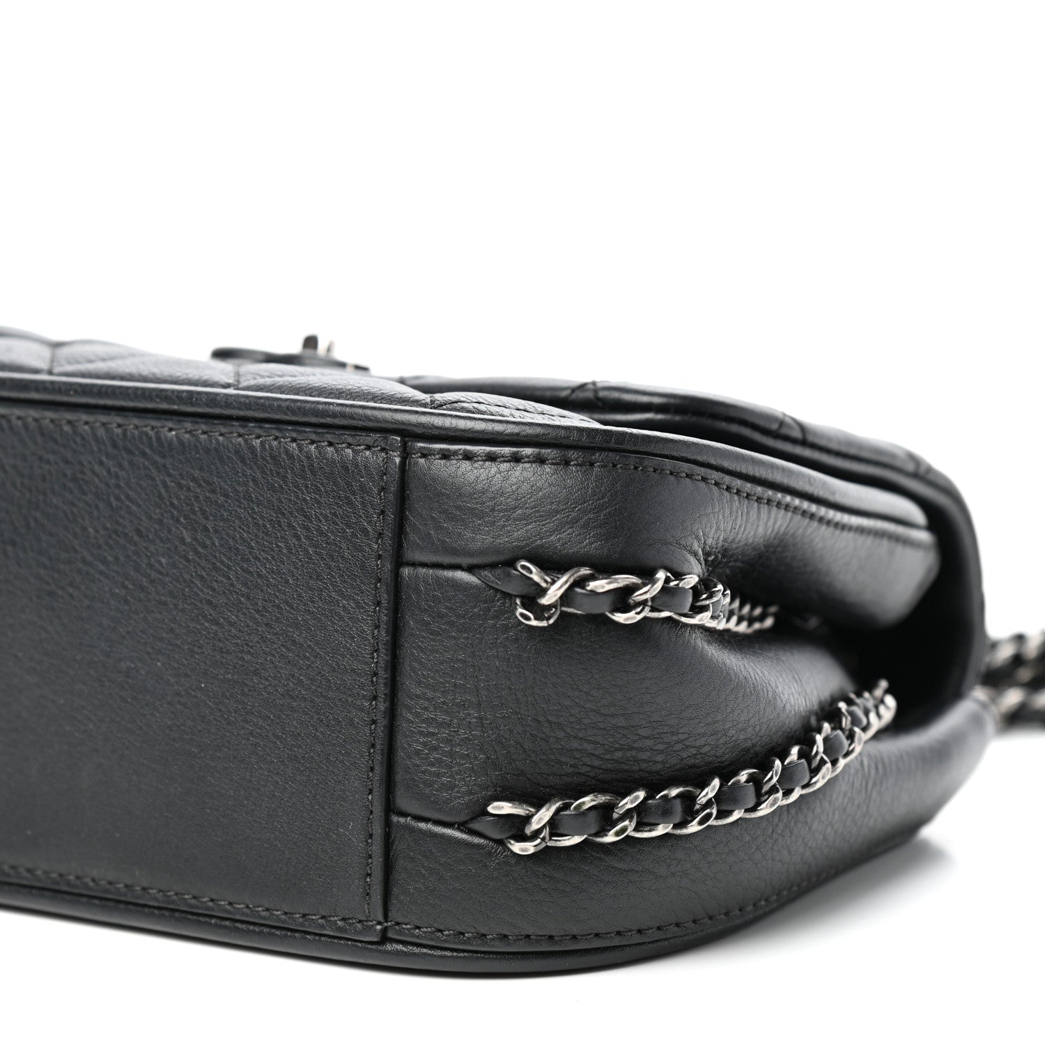 Chanel Calfskin Quilted Small Frame In Chain Flap Black 9 of 10